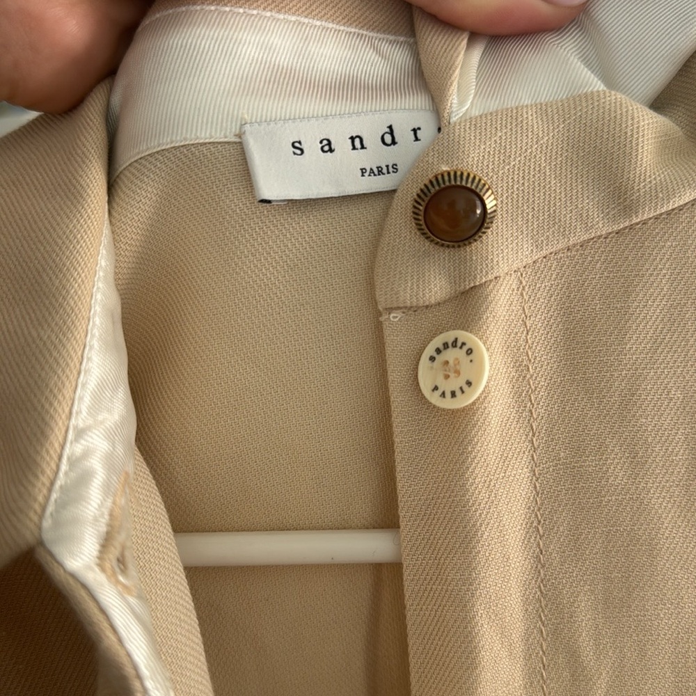 Sandro Uno Pleated Cotton And Linen-blend Twill Jumpsuit In Beige - Picture 8 of 11